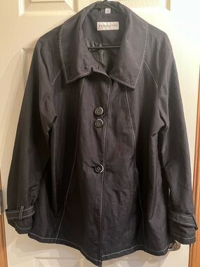 Pendleton Black Lightweight Trench Jacket XL A Swing Coat Artsy Classic!